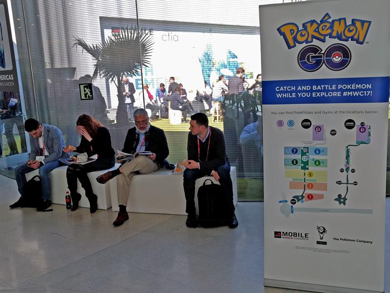 Auf dem Messegelände sind spezielle Poke-Stops verteilt, die es nur während des MWC gibt.