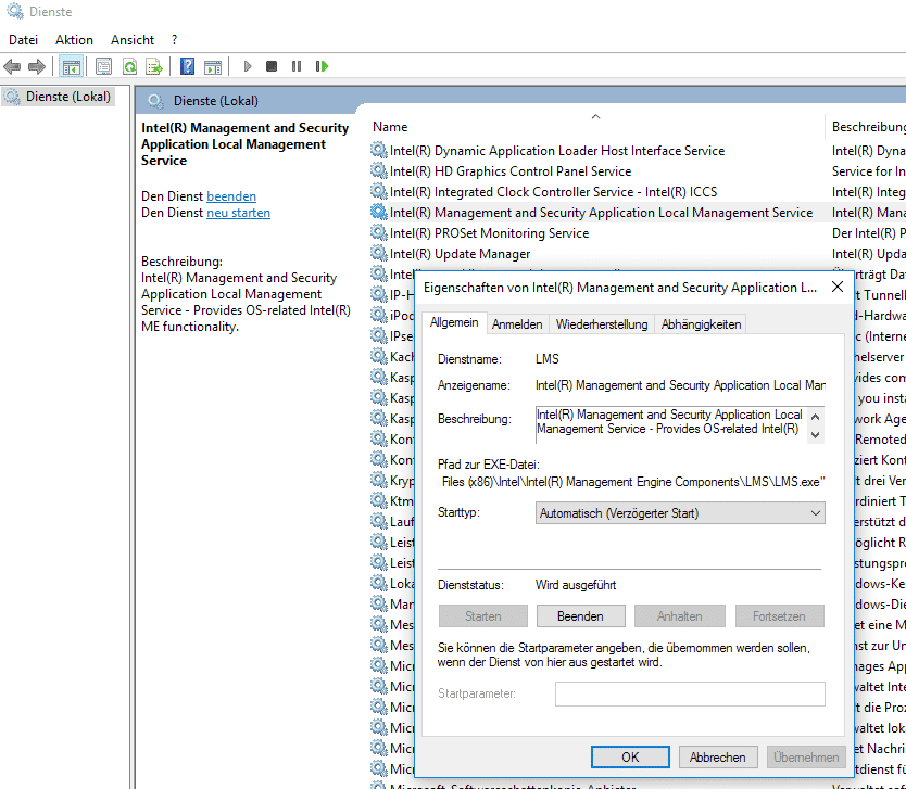 Intel Management and Security Application Local Management Service LMS