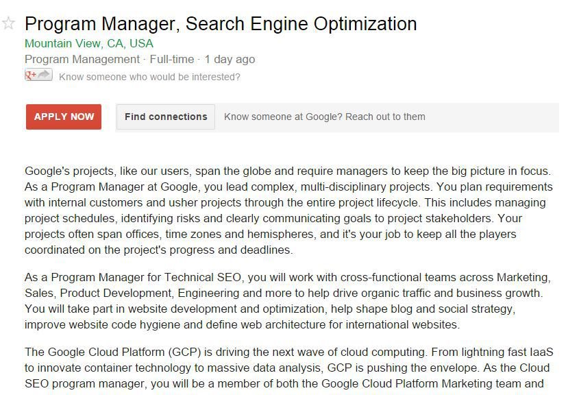 Zwei Jahre einschlägige Erfahrung sollte der neue SEO-Experte schon mitbringen.