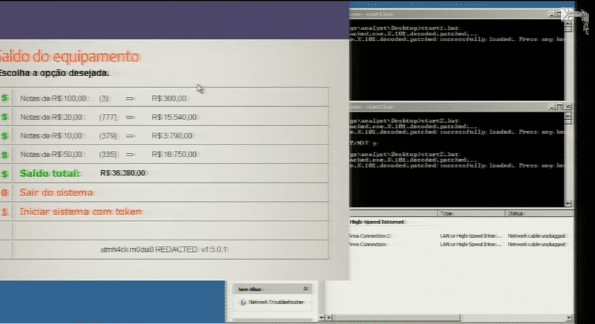Benutzerinterface der Malware