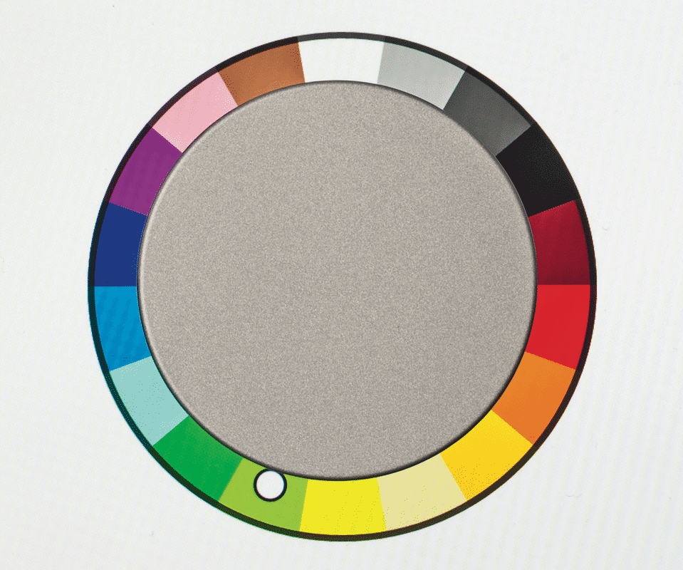 Auf Druck blendet Windows 10 Shortcuts, Aktionen oder Auswahlmöglichkeiten um das Surface Dial (mittig) ein, wenn es auf dem Display liegt.