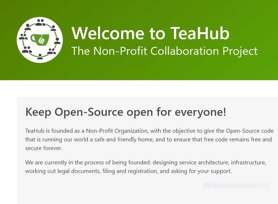 Startseite der Teahub-Seite
